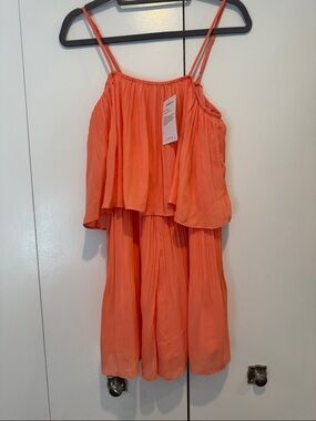 Girls' Coral Spaghetti-Strap Layered Dress
